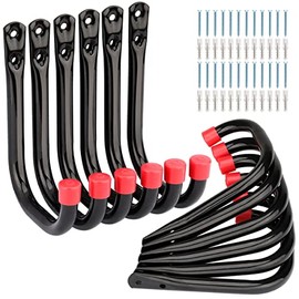 12 Pack Garage Storage J Hooks, 4.1Inches Heavy Duty Wall Mount Utility Hangers by Naikozmo Black and Red 5.6 x 4.1 x 0.5 inches