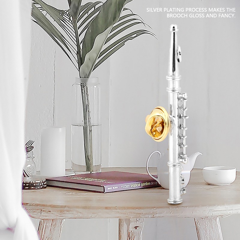 Mini Flute Shaped Musical Instrument Brooch Pin Accessory for Gift