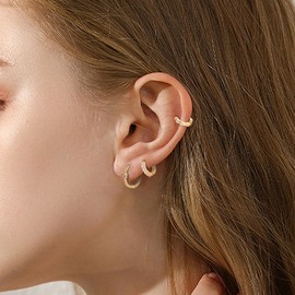 Wgoud Small Gold Hoop Earrings Set for Women, 6 Pairs 14K Gold Plated Hypoallergenic Lightweight Huggie Hoops Earrings, Gold Cartilage Cubic Zirconia Earrings for Women Gifts. (B-Gold)