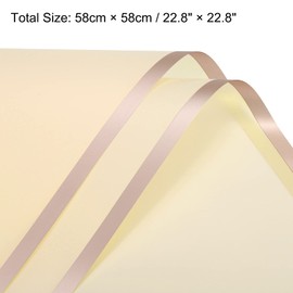 sourcing map 20 Pcs Gold Edge Flower Wrapping Paper Light Yellow 22.8x22.8 Inch Waterproof for Florist Bouquet Supplies, DIY Crafts, Gift/Gift Box Packaging