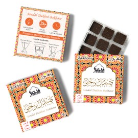 Sandal Bakhoor by Dukhni | 3 boxes x 9 Piece each | Arabic Bakhoor Incense | Sandalwood Blend | Perfect for Prayer Time | To Relax & Meditate | Handmade Traditional recipe