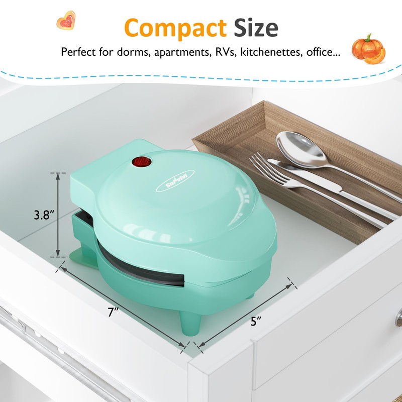 4" Mini Waffle Maker, 6 in 1 Waffle Iron, Waffle