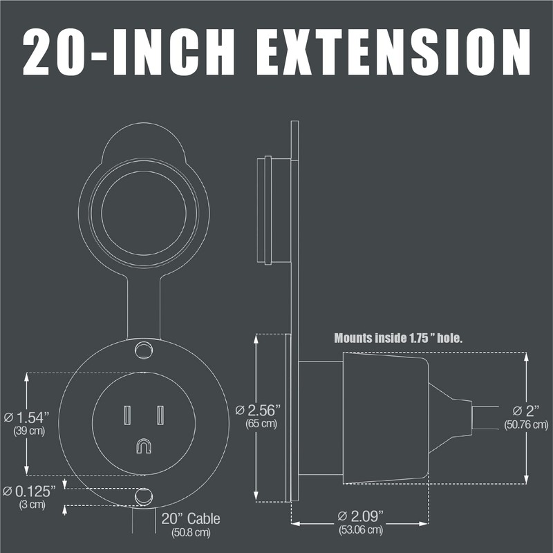10 Foot 15A Weatherproof Outdoor Power Inlet by Journeyman-Pro 15