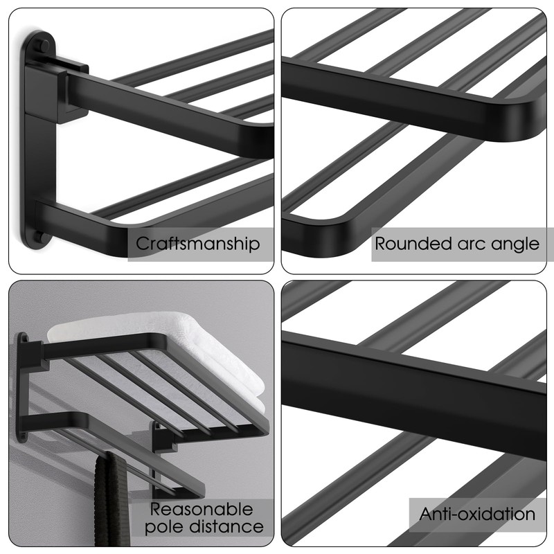 BOZWELL Bathroom Lavatory Towel Rack with Two Towel Bars,20-Inch Towel