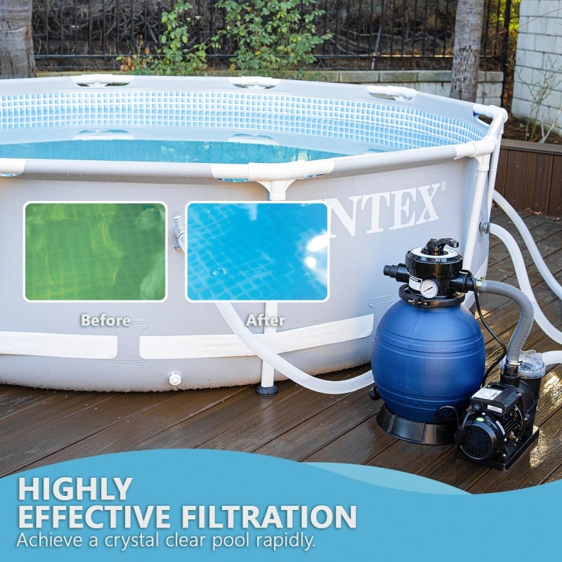 XtremepowerUS Sand Filter for Above-Ground w/ Pool Pump 6-Way Valve