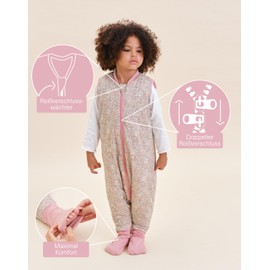 molis&co - Baby Sleeping Bag with Feet and Sock - Ideal for Winter - Baby Sleeping Bag with Legs 2.5 tog - 100% Cotton (Oeko-Tex 100), Premium Quality - Pastel Floral (117 cm)