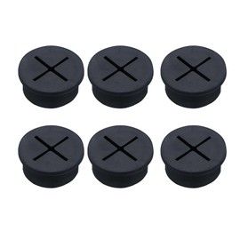 Leliafleury Cable Cord Grommet 6Pcs 25mm Wire Hole Cover Rubber Grommets Wire Cable Grommet Desk Grommets for Office Home Desk Table Wire Organizer (Black)