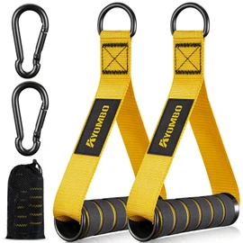 Resistance Band Handle, Heavy Duty Cable Machine Attachment, Strong Nylon Webbing, and Seamless Steel D ring For Fitness Workout Gym Pilates Yoga Crossover Tricep Exercise