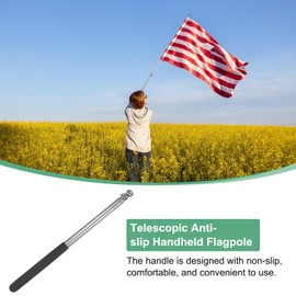 M METERXITY 4-Pack 3.94Ft/1.2M Telescopic Handheld Flagpoles, Telescopic Flag Pole with Clips Portable Stainless Steel Flag Pole for Truck/Outside/Tour/Guide/House/Festival[Black]