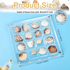 Artlunar 16 Grids Acrylic Display Box - Clear Shadow Box for Seashell, Rock, and Thimble Collection, Mini Trinket Shelf Organizer for Collectors