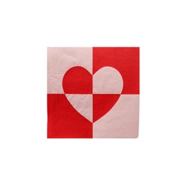 Bonjour Fete Red And Pink Heart Checker Small Paper Napkins | Premium Party Table Decor, Holiday Decorations | Happy Birthday Decorations, Cocktail Napkins, 3-ply Paper, Pack of 20, 5" Folded