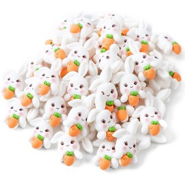 50 Pcs Mini Bunny and Carrot Decoration,Easter Bunny Decor,Resin Rabbit Figurines,Party Tabletop Ornament,Party Supplies (50 Pcs)