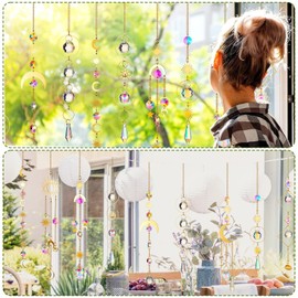 7 Pieces Crystal Suncatcher Wind Chimes Star Sun Moon Rainbow Crystal Pendant Ornament Crystal Balls for Window Home Garden Christmas Day Party Wedding Decoration