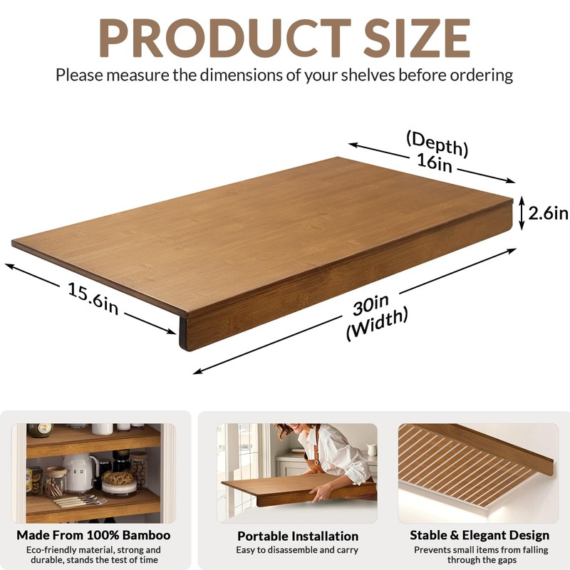 Gashell Wire Shelf Covers, Bamboo Wire Rack Covers for Pantry,