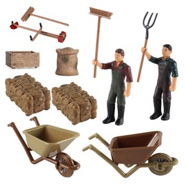 Nicear 12-Piece Realistic Farm Animal Figurine Model Set Static Solid Plastic Miniature Farm Accessories