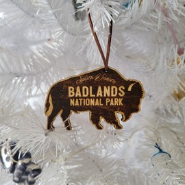 Destinations Decal Wood Badlands National Park Christmas Ornament Bison 3.75" South Dakota Buffalo