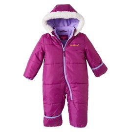 Pink Platinum Baby Girls Snowsuit - One Piece Infant Winter Suit Breathable Hooded Baby Snowsuit - Newborn Winter Clothes, Size 9/12M, Plum