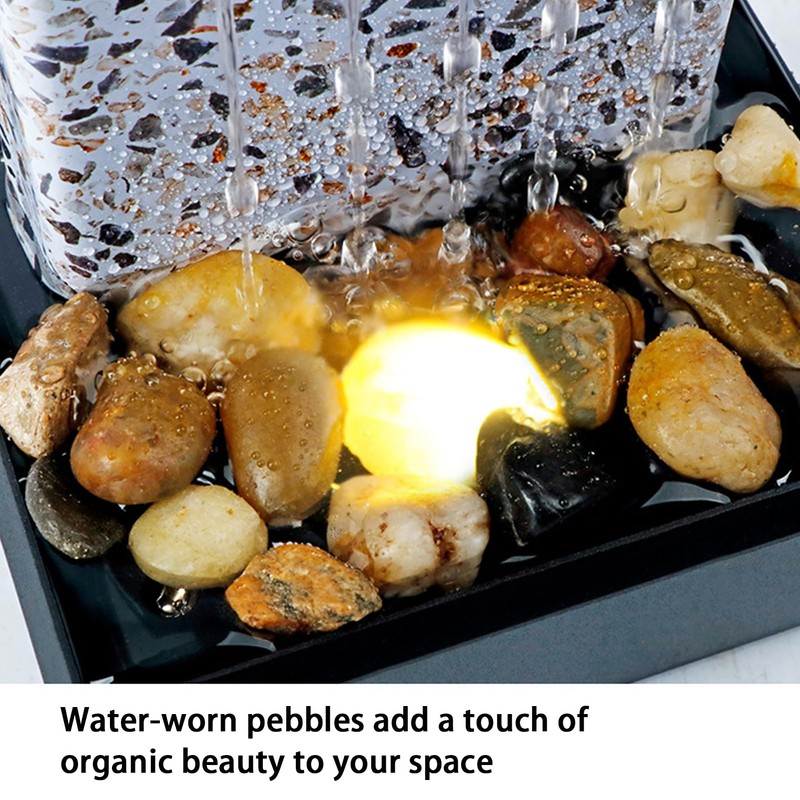 RWOORA Mini Tabletop Water Fountain with LED Light & Powerful