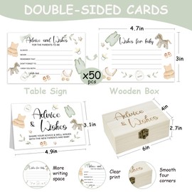 50Pcs Baby Shower Advice Cards for Baby Shower Games, Baby Clothes Advice and Wish Cards Box for New Parents Baby Shower Decorations (Advice Cards)
