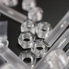 Pack of 60 Transparent Clear Plastic Acrylic M4 x 40mm Nuts & Bolts, Washers -Acrylic Plastic Screws, 5/32 x 1-37/64