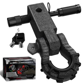 AUTMATCH Shackle Hitch Receiver 2" with 3/4" Mega D Ring Shackle and 5/8" Trailer Hitch Lock Pin, 68,000 Lbs Break Strength Heavy Duty Receiver Towing Kit for Off-Road Vehicle Recovery, Grainstone