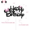 Black Glitter Minnie Inspired Happy Birthday Cake Topper with Pink