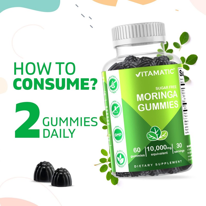 Vitamatic Sugar Free Moringa Gummies - 10000 mg Equivalent per