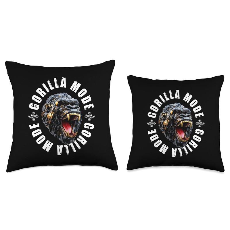 Gorilla Mode Motivation Beast Training Workout Gym Quote Throw Pillow