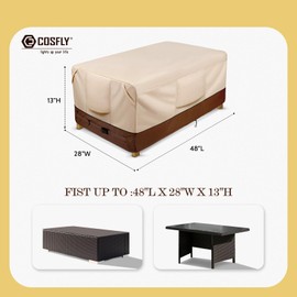 COSFLY Waterproof Patio Furniture Table Covers Durable, Rectangular Outdoor Coffee Table Covers - Fits up to 48L x 28W x 13H inches
