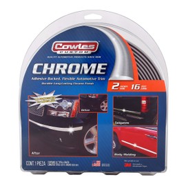 Cowles Custom - Premium Universal Body Molding for All Vehicles - Easy Install, Chrome Finish, 2" by 16 ft, UV Protected, Long Lasting Flexible PVC