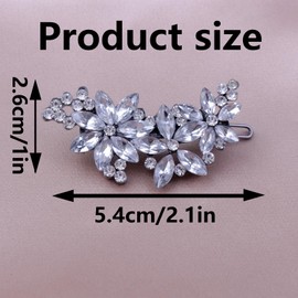 2PCS Fancy Hair Clips, Silver Rhinestone Hair Accessories, Crystal Flower Hair Clips for Bride, Rhinestone Headpiece, Women's Wedding Hair Clips, 2 Count