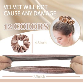 GGUFAY Haargummis Scrunchies für Damen, 12 Stück Weiche Elastische Pferdeschwanzhalter,Einfarbige Elastische Dicke Bänder, Samt Haargummis, Frauen Haarschmuck(Dunkel)