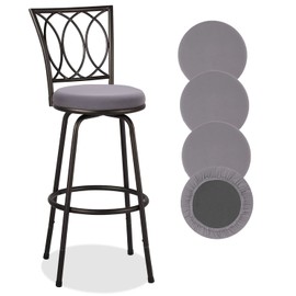 Deisy Dee 4PCS Round Bar Stool Seat Covers Stretch Round Chair Covers for 13-16 Inch Stool Chair (Grey)