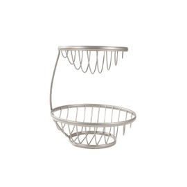 Spectrum Diversified Ashley 2 Tier Server Serving Basket Fruit Bowl & Produce Snack Display Stand, Chrome