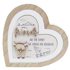 Lesser & Pavey Love & Affection Highland Cow 3D Wooden Heart Love Plaque For Home Decor | Friendship Gifts For Women & Men | Plaques For Shelves & Living Room Accessories | Decorative Home Accessories