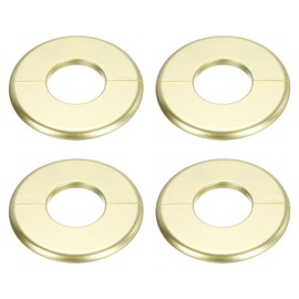 uxcell 4pcs Wall Split Flange 105mm / 4.1" OD Escutcheon Plate ABS Round Self-Adhesive Plumbing Cover Plates for 44mm / 1.7" Dia Water Pipe Faucet Decoration Accessories, Gold