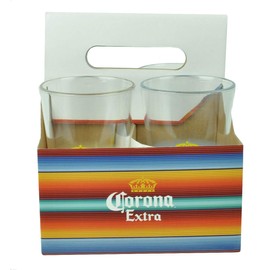 Corona Extra Acrylic Pint Glass and Carrier Set - Set of 4 Glasses