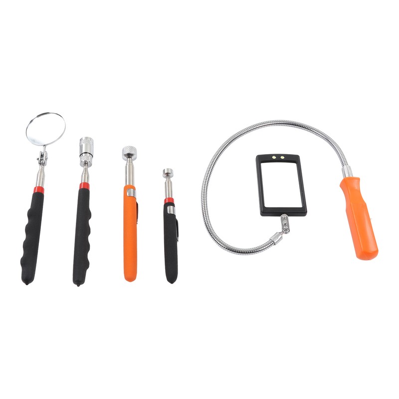 5Pcs Telescoping Magnetic Pickup Tool 360° Rotation Shock Resistant LED