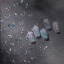 Aurora Laser Butterfly Nail Art Stickers 5D Embossed Butterfly Nail Decals 3D Self Adhesive Holographic Butterfly Design Nail Art Supplies Laser Butterfly Nail Stickers for Women Nail Art Decoration