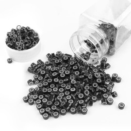 Sixstarhair Silicone Lined Micro Rings Links Beads 5mm for Hair Extensions I Tip Hair Extensions Tools Beads (500pcs, Black)