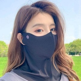 3D Ice Silk Neck Face Guard for UV, Yellow Dust, and Pollen Protection Guard Black 4ea