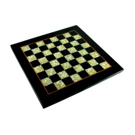 StonKraft Collectible Black Marble and (MOP) Mother of Pearl Chess Board Without Chess Pieces - Decorative Stone Chess - Home Decor - 15" Inches