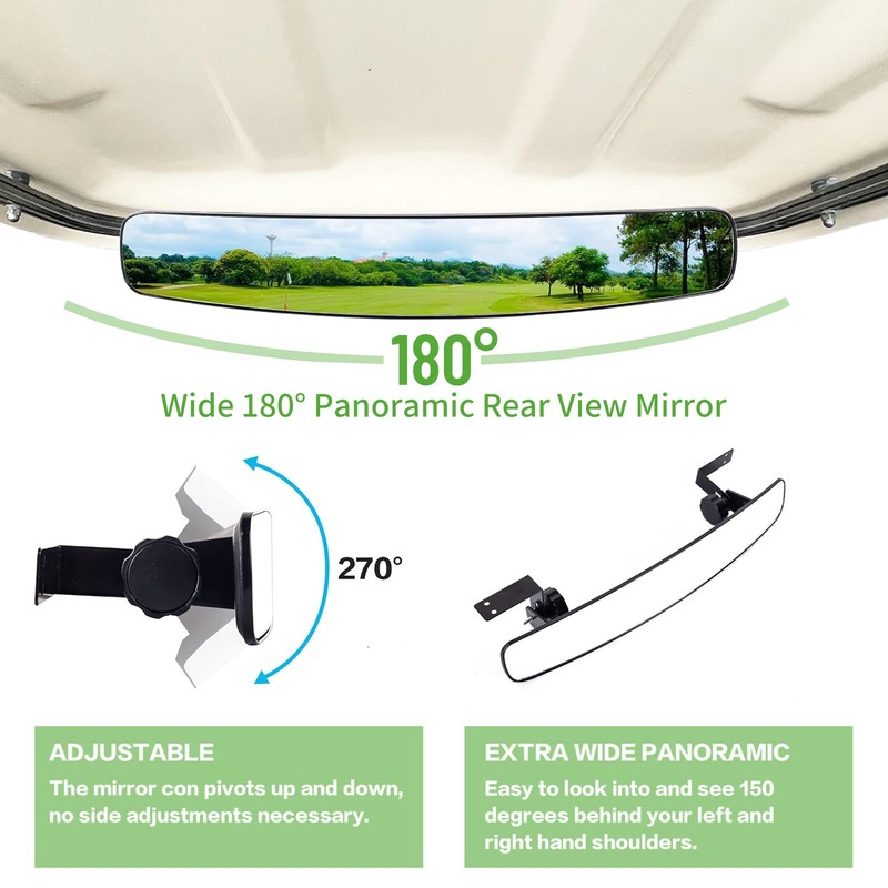 10L0L Golf Cart Folding Side Mirror and Panoramic Rear View