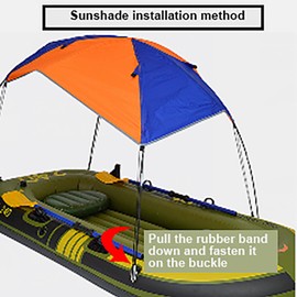 gernie Boat Shade Canopy, 2‑4 Persons Boat Sun Shade Shelter Inflatable Kayak Awning Canopy, Sailboat Awning Cover Fishing Tent Sun Shade, Sun Awning for Inflatable Boat Raft (68351