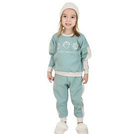 Miababy Cozy Embroidery Printed 3-Piece Tracksuit Set with Beret Gift for Baby & Child, 6 Colour Options (Green, 2-3 Years)
