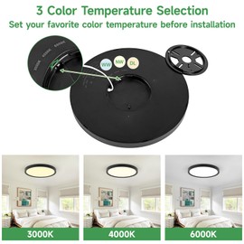 20 inch LED Flush Mount Ceiling Light Fixture,48W Super Slim Large LED Ceiling Light 4800LM,3000K/4000K/6000K CCT Selectable,Close to Ceiling Round Flat Panel light for Bedroom,Kitchen,Living Romm