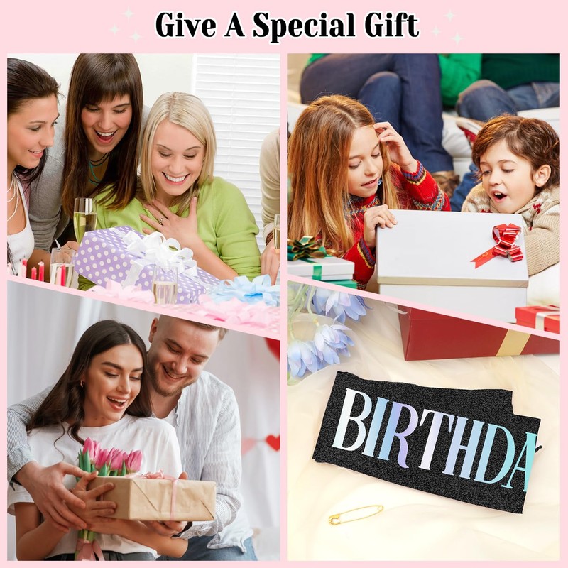 Black Birthday Girl Sash for Women - Birthday Decorations