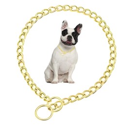 Gold Dog Chain,Metal Slip Link Martingale Dog Collar Training Heavy Duty Male Boys Dog Chain Female Girls Puppy Collars for XXS XS Small Medium Large Big Breed,L