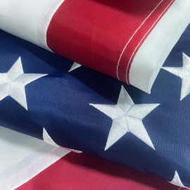 Sturdy American Flag 5x8 ft Outdoor Heavy Duty, Longest Lasting American Flags for Outside, Embroidered Stars, Best High Wind all Weather Us Flag