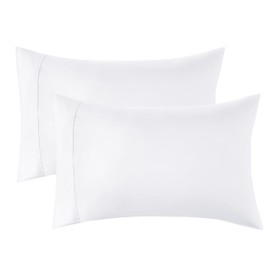 Bedsure Pillow Cases Queen Size 2 Pack - Polyester Microfiber Pillow Covers, White Pillowcase with Envelope Closure, 20x30 Inches